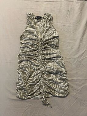 Motel Rocks Beige and White Zebra Print Tank Dress
